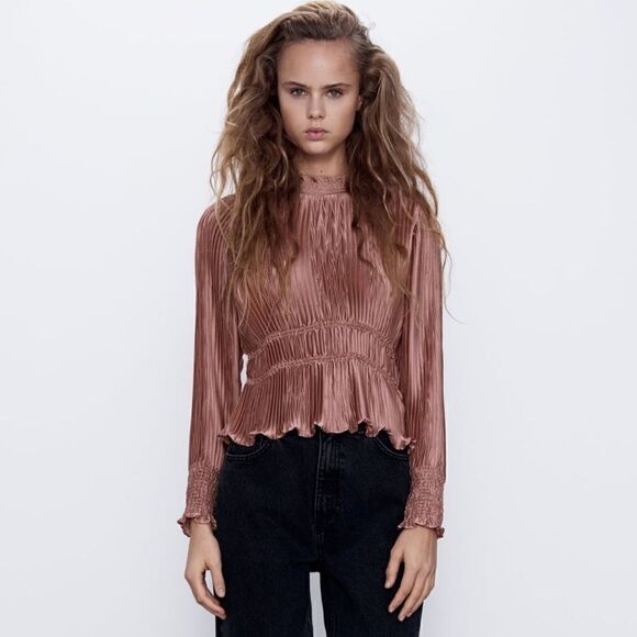 ZARA PLEATED BLOUSE - Picture 2 of 10